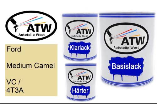 Ford, Medium Camel, VC / 4T3A: 1L Lackdose + 1L Klarlack + 500ml Härter - Set, von ATW Autoteile West.